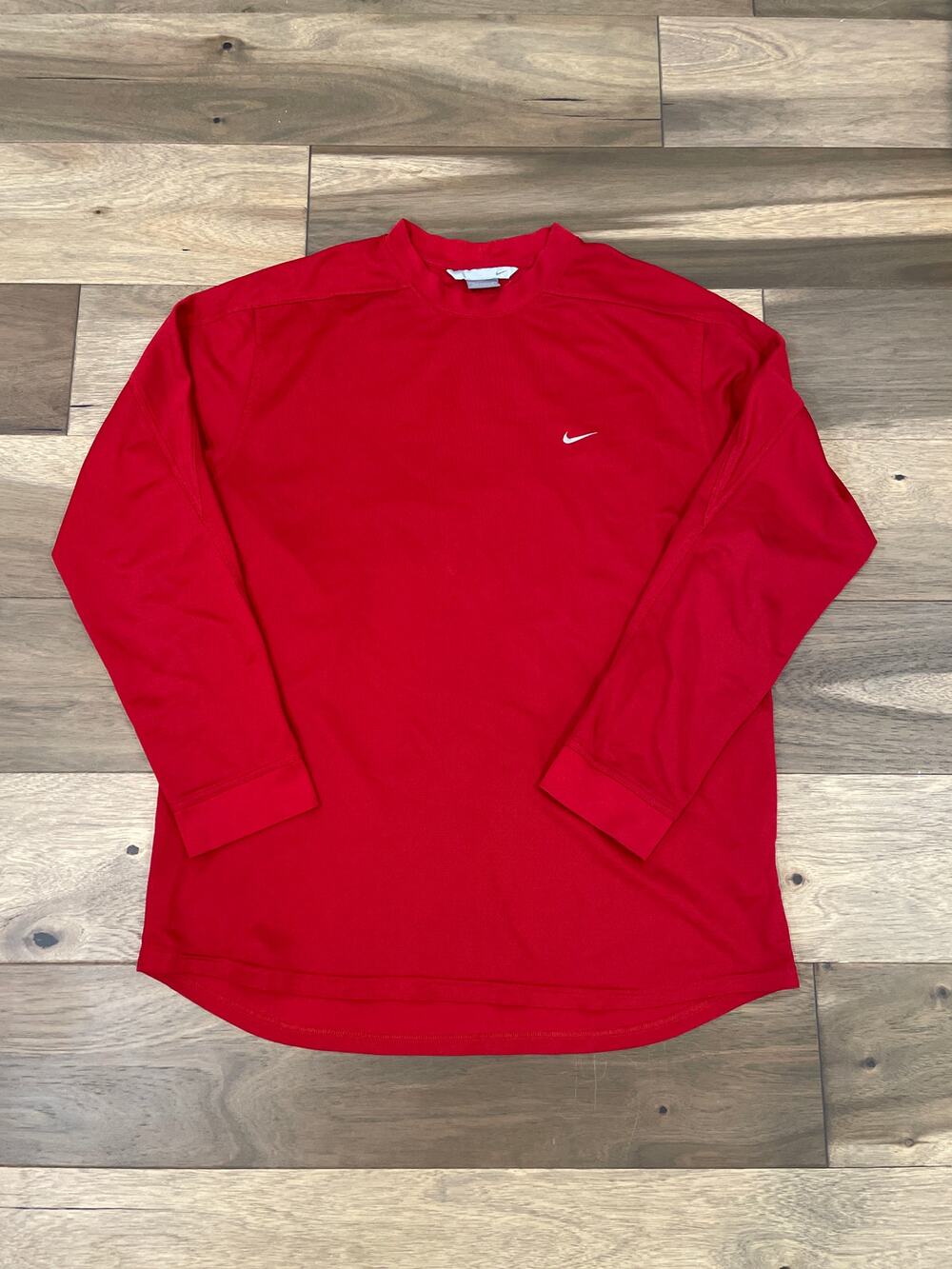 Nike Long Sleeve High‑Low Hem Top Size XL Red Activewear